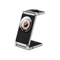 Support de chargeur sans fil magnétique pliable 3 en 1 en alliage d'aluminium 15W avec port Type-C pour téléphone portable/iWatch/écouteurs
