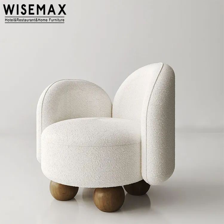WISEMAX FURNITURE Nordic Children Lounge Lazy Chair Lamb Wool Solid Wood Single Sofa Chair For Kids Bedroom Living Room