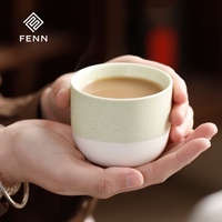 Tasse à expresso en céramique rétro FENN avec logo personnalisé, 150 ml, tasse à thé Kung Fu en poterie, tasse à café en porcelaine écologique, tasse en argile