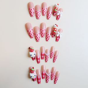 <span class=keywords><strong>Uñas</strong></span> postizas Kawaii <span class=keywords><strong>largas</strong></span> estilo ataúd <span class=keywords><strong>de</strong></span> <span class=keywords><strong>Hello</strong></span> <span class=keywords><strong>Kitty</strong></span> con fresas y dijes 3D <span class=keywords><strong>de</strong></span> dibujos animados para manicura al por mayor con estética Y2K - Product Image 3