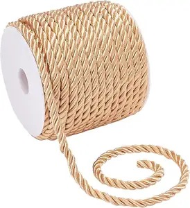 Twisted Silk Cord Multi color nylon polyester double woven rope Three strand hemp rope polyester gift bag rope roll