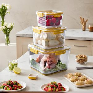 Rectangle Transparent Fridge Organizers with Drain Plate and Timer Multi Size Egg Tray Set - Product Image 3