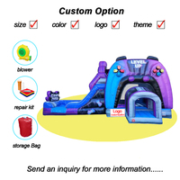 Niveau supérieur toboggan vidéo Gamer thème Combo maison de rebond toboggan aquatique piscine contrôleur de jeu gonflable château gonflable cavalier Moonwalk