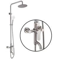 Système de douche mural carré durable au design moderne, en acier inoxydable brossé, pour salle de bain