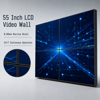 Mur vidéo LCD industriel 55 pouces avec cadre de 0,88 mm, affichage en raccordement à fonctionnement continu 24/7 pour centre de commande