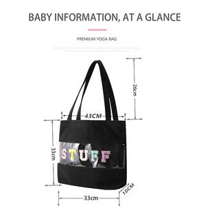 Sac à main en toile de coton personnalisé avec lettres brodées, sac fourre-tout en toile PVC transparente - Product Image 6