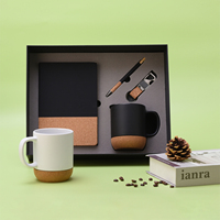 Ensemble cadeau de tasse à café de 15 oz avec logo personnalisé, boîte cadeau, base en liège, carnet de notes, stylo, cadeaux d'entreprise en gros