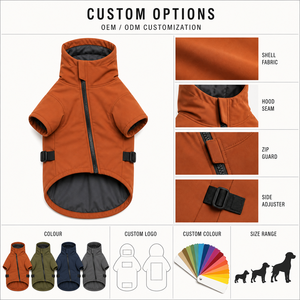 เสื้อคลุมสุนัขสีพื้นผ้าโพลีเอสเตอร์มีฮู้ดกันลมสำหรับฤดูหนาว - Product Image 2