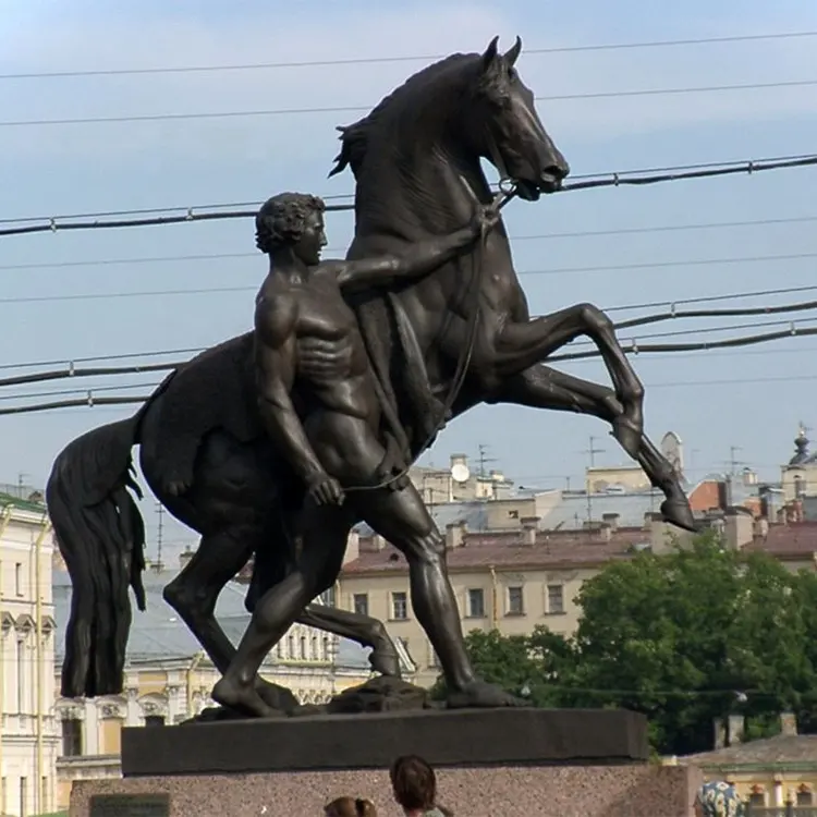 Lebensgröße Pferdesoldaten Bronze-Gussstatue für Outdoor-Dekoration