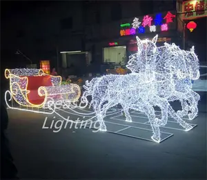 Уличные рождественские конные сани в натуральную величину со светодиодной подсветкой