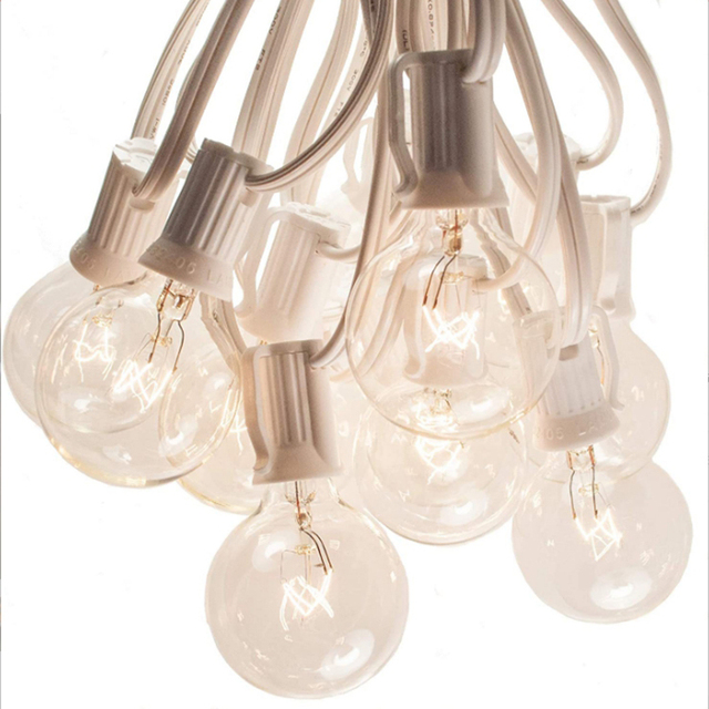 Outdoor Globe Tungsten Bulb Decoration Christmas G40 LED White Cable Wedding Party Patio Garden Festoon Holiday Lights String