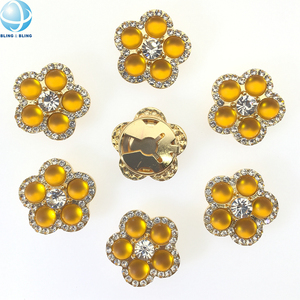Cubiertas <span class=keywords><strong>de</strong></span> Botones con Cristales Dorados y Flores, Accesorios <span class=keywords><strong>de</strong></span> Aleación con Pedrería, Cubiertas <span class=keywords><strong>de</strong></span> Botones con Clip para Camisas, Mangas, Trajes, Decoración <span class=keywords><strong>de</strong></span> Gemelos - Product Image 1