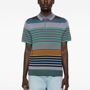 Polo d'été décontracté en coton pur pour hommes avec manches courtes à rayures multicolores Polo décontracté pour hommes de haute qualité - Product Image 1