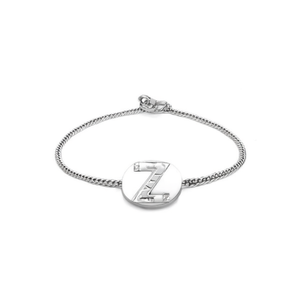 Bracciale con lettera Z in acciaio inossidabile, braccialetto alla moda da 1 cm su un solo lato per gioielli da donna - Product Image 2