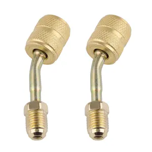 R410A Adapter Stable Brass For Mini Split System Air Conditioning HAVC And Refrigeration Service With 45 Degrees