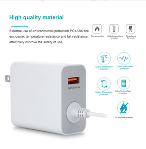 US <b>Plug</b> 60W USB <b>C</b> Wall Charger with Built-in <b>Type</b> <b>C</b> Cable QC3.0 USB A Dual Port Fast Charging <b>Adapter</b> - Product Image 2