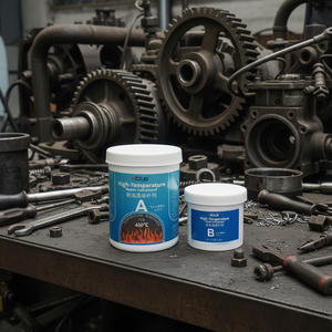 HiGlue 450 ° Pâte de réparation résistante à la chaleur - Mastic époxy A&B pour l'étanchéité et la réparation de la corrosion - Product Image 1