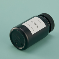 100ml 100cc noir mat HDPE récipient de capsule en plastique bouchon à vis vide de qualité alimentaire pour bouteilles de supplément de médecine de santé