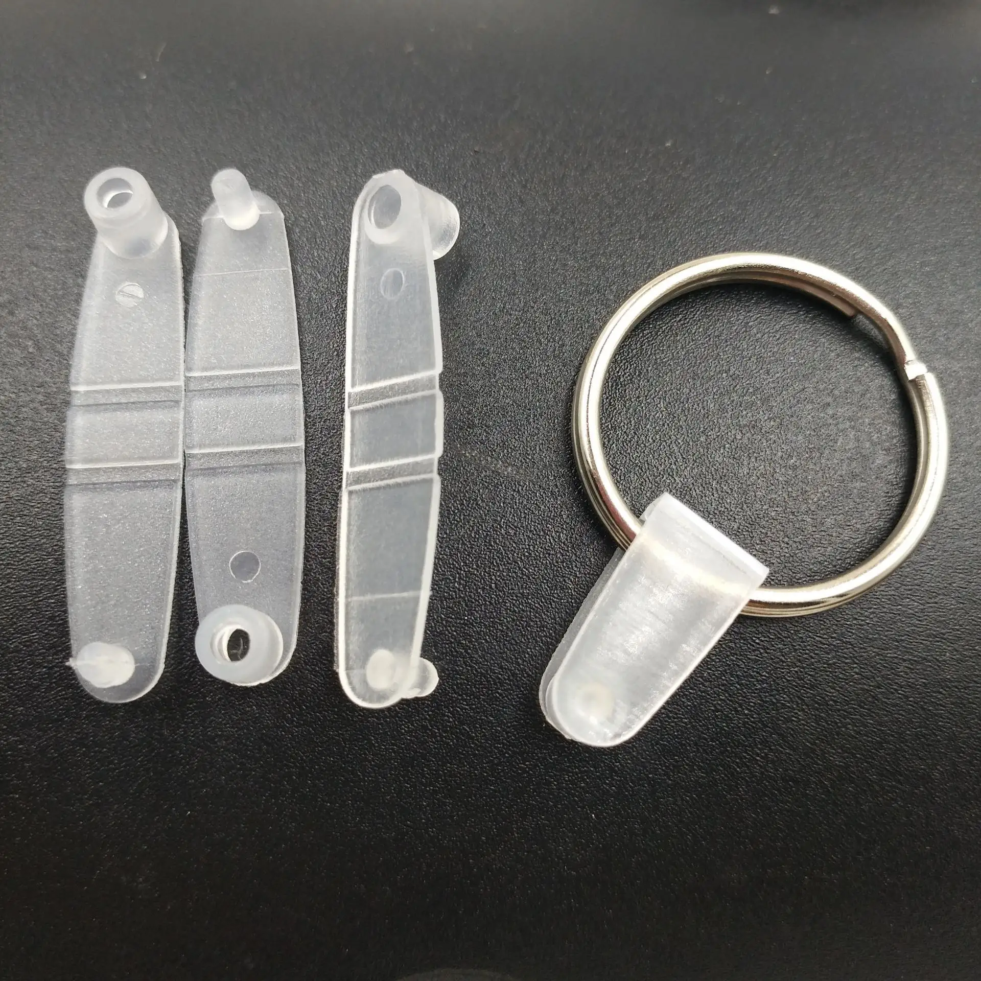 Plástico chaveiro conector Clip Metal chaveiro Sublimação Chave titular acessório split Transparente PP plástico Clip botão Chaveiro