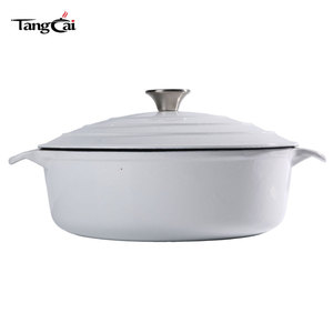 Marmite <span class=keywords><strong>en</strong></span> <span class=keywords><strong>fonte</strong></span> émaillée de grande taille pour la famille - 7QT - Blanc - Idéale pour les dîners de semaine, les soupes, les ragoûts et les casseroles - Product Image 1