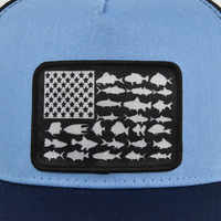 Casquette Trucker 5 Panneaux avec Patch en Caoutchouc Motif Poissons, Fabrication BSCI pour Grossistes, Style Pêche, Service OEM, Prix Bas, Qualité