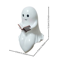 Lampe de table fantôme en résine en gros, figurine de lecture, veilleuse, ornement de signe 'Boo' d'Halloween, lampe d'ambiance effrayante pour la maison, le bureau, la décoration de fête, cadeau