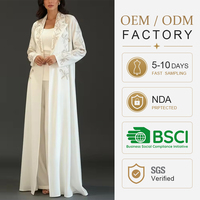 Fabricant OEM de Guangzhou, fabricant sur mesure, Abaya pour femmes, mode Dubaï, broderie exquise, cardigan, robe modeste pour le Ramadan