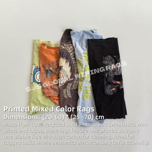 Chiffons en coton 100% multicolores, chiffons pour le nettoyage des machines, chiffons industriels, chiffons de t-shirts recyclés pour le nettoyage industriel - Product Image 2