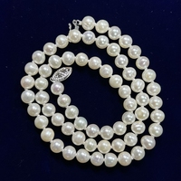 6-9mm perles d'eau douce blanches naturelles perles en vrac Akoya 45cm 4A collier de perles rondes