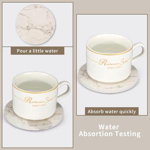 White Marble <b>Coaster</b> Set with Holder Absorbent Drink <b>Coasters</b> <b>Ceramic</b> Cute <b>Coaster</b> Bar Dining Coffee Table Accessories Decor - Product Image 1
