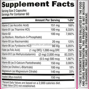 Gélules de Vitamine B Complexe Haute Concentration (B1 <span class=keywords><strong>B2</strong></span> B3 B5 B6 B7 B9 B12) pour le Métabolisme Énergétique, la Santé Nerveuse et Cardiaque, et le Soutien Immunitaire - Product Image 5