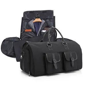 Multi-pocket foldable suitcase with garment bag convertible custom travel suit bag