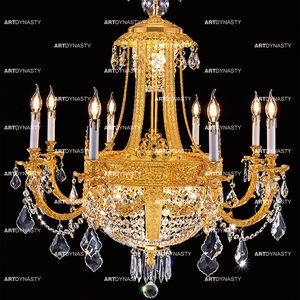 <span class=keywords><strong>Lustre</strong></span> français en cristal <span class=keywords><strong>et</strong></span> <span class=keywords><strong>cuivre</strong></span> plaqué or 24 carats, lampe suspendue de luxe pour hôtel - Product Image 4