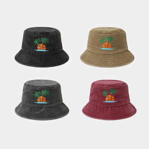 Nuovo Cappello da Sole Retrò con Ricamo 3D 100% Cotone Stile <span class=keywords><strong>Pescatore</strong></span> con Palma da Cocco Accessorio Sportivo Estivo per Protezione Solare - Product Image 1