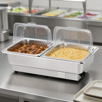 Buffet-Wärmebehälter aus Edelstahl 201, Silber, Elektrisch Beheizt, für Hotels und Restaurants, Quadratisch, zur Frühstückserwärmung, 9L/13,5L