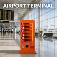 Distributeur automatique autonome à boutons-poussoirs, 6 niveaux, pour petits articles, avec accepteur de pièces et billets, idéal pour les aéroports