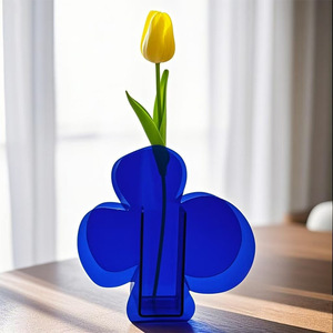 Acrylic <b>Vase</b> Blue Minimalist Design For Living Room Bedroom Office Decor - Product Image 1