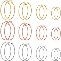 2024 ODM femmes boucles d'oreilles créoles ensemble acier inoxydable plaqué or et argent 40mm taille hypoallergénique cuivre boucle boucles d'oreilles pour la fête