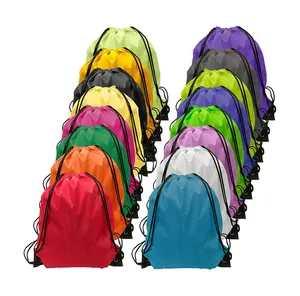 Mochila deportiva de poliéster con cordón de gran capacidad, bolso para hacer ejercicio, ropa, zapatos, promoción, precio de fábrica duradero