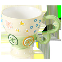 Mug de voyage créatif en céramique grande capacité, tasse à petit-déjeuner, motif relief peint à la main, style américain, simple, mignon, motif dessin animé, tasse à eau