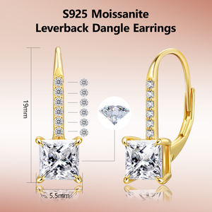 1.2ct/<span class=keywords><strong>2</strong></span>.0ct ตัดเพชรโมอิสเพชรแบบเจ้าหญิงตัดโดย VVS เพชรแบบเม็ดเล็ก14K ชุบทอง925เงินฝรั่งเศสต่างหูแบบหยดน้ำสำหรับผู้หญิง - Product Image 6