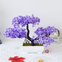 Huaien – Nouveau ensemble de fleurs artificielles créatives en plastique, comprenant un pin nuageux et une plume de prunier à quatre branches, pour la maison et l'intérieur/extérieur