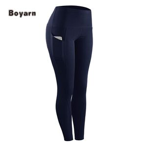 Boyarn Leggings de yoga taille haute solides à séchage rapide pour femmes avec tissu extensible dans les quatre sens et respirant pour l'entraînement de gymnastique Fitness - Product Image 4