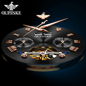 Oupinke 3186 OEMカスタムロゴラグジュアリー本革トゥールビヨン時計スケルトン防水自動機械式メンズウォッチ - Product Image 2