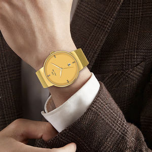 นาฬิกาควอตซ์ลำลอง 40 มม. สไตล์ธุรกิจ เรียบหรู บางเฉียบ สายสแตนเลสสตีลแบบตาข่าย กันน้ำ พร้อมเข็มนาฬิกา สำหรับผู้ชาย - Product Image 3