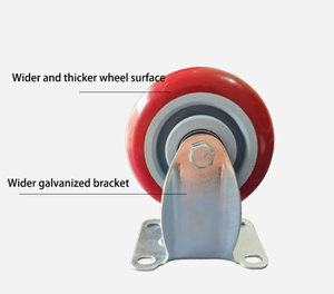 Fabricante chinês 3 Polegada Bloqueável Rodízio Plástico Rodas 44mm Largura Rodízios Giratórios com Rodas Vermelhas Ajustáveis - Product Image 4