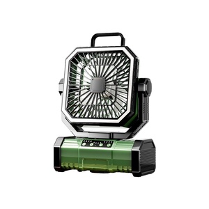 Ventilador portátil recargable para acampar, 4 velocidades, 360 °   Luz LED Giratoria, Plegable y Colgante, Batería de Larga Duración para Senderismo - Product Image 1