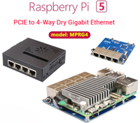 Papan Pengembangan MPRG4 untuk Raspberry Pi 5 Plug-and-Play PCIe ke 4-Way Gigabit Ethernet Soft Router Drive Gratis Paket Termasuk