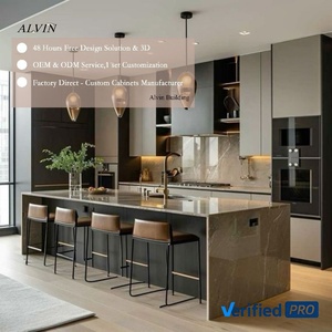 Ensemble complet d'armoires de <span class=keywords><strong>cuisine</strong></span> modulaires Alvin Factory Supply, couleur crème douce et vert sauge, unités de présentation <span class=keywords><strong>en</strong></span> <span class=keywords><strong>verre</strong></span> LED pour la rénovation de la maison - Product Image 3