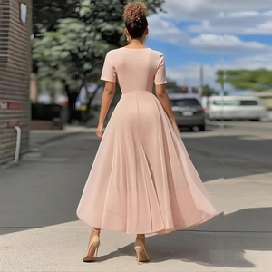 Robe trapèze sans manches cintrée à la taille pour femme, robe de soirée - Product Image 4